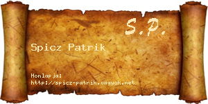 Spicz Patrik névjegykártya